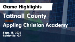 Tattnall County  vs Appling Christian Academy Game Highlights - Sept. 15, 2020