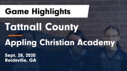 Tattnall County  vs Appling Christian Academy Game Highlights - Sept. 28, 2020