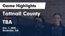 Tattnall County  vs TBA Game Highlights - Oct. 1, 2020
