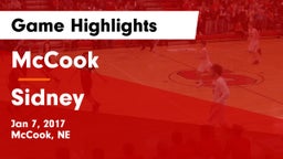 McCook  vs Sidney  Game Highlights - Jan 7, 2017