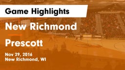 New Richmond  vs Prescott  Game Highlights - Nov 29, 2016