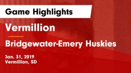 Vermillion  vs Bridgewater-Emery Huskies Game Highlights - Jan. 31, 2019