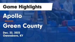 Apollo  vs Green County  Game Highlights - Dec. 22, 2023