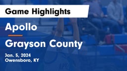 Apollo  vs Grayson County  Game Highlights - Jan. 5, 2024