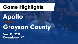 Apollo  vs Grayson County  Game Highlights - Jan. 19, 2021