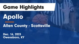 Apollo  vs Allen County - Scottsville  Game Highlights - Dec. 16, 2023