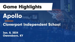 Apollo  vs Cloverport Independent School Game Highlights - Jan. 8, 2024