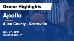 Apollo  vs Allen County - Scottsville  Game Highlights - Jan. 27, 2024