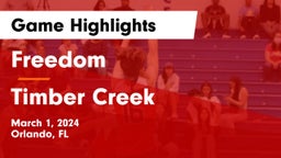 Freedom  vs Timber Creek  Game Highlights - March 1, 2024