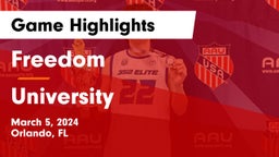 Freedom  vs University  Game Highlights - March 5, 2024