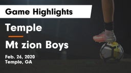 Temple  vs Mt zion Boys Game Highlights - Feb. 26, 2020