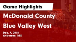 McDonald County  vs Blue Valley West  Game Highlights - Dec. 7, 2018