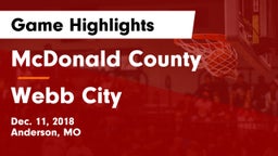 McDonald County  vs Webb City  Game Highlights - Dec. 11, 2018