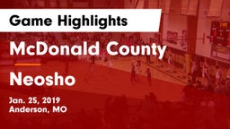 McDonald County  vs Neosho  Game Highlights - Jan. 25, 2019