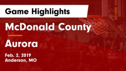 McDonald County  vs Aurora  Game Highlights - Feb. 2, 2019