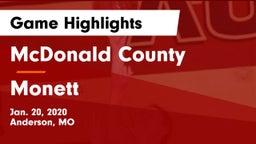 McDonald County  vs Monett  Game Highlights - Jan. 20, 2020