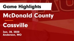 McDonald County  vs Cassville  Game Highlights - Jan. 28, 2020