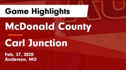 McDonald County  vs Carl Junction  Game Highlights - Feb. 27, 2020