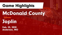 McDonald County  vs Joplin  Game Highlights - Feb. 25, 2020