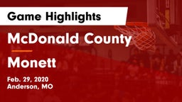McDonald County  vs Monett Game Highlights - Feb. 29, 2020