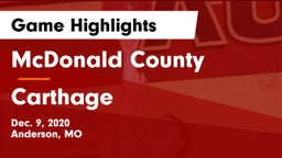 McDonald County  vs Carthage  Game Highlights - Dec. 9, 2020