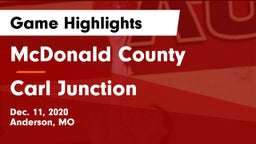 McDonald County  vs Carl Junction  Game Highlights - Dec. 11, 2020