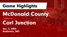 McDonald County  vs Carl Junction  Game Highlights - Jan. 3, 2022