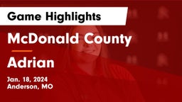 McDonald County  vs Adrian  Game Highlights - Jan. 18, 2024