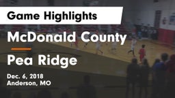 McDonald County  vs Pea Ridge  Game Highlights - Dec. 6, 2018
