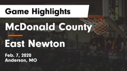 McDonald County  vs East Newton  Game Highlights - Feb. 7, 2020