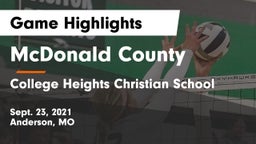 McDonald County  vs College Heights Christian School Game Highlights - Sept. 23, 2021