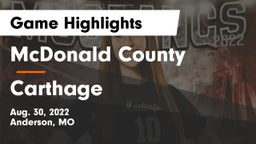 McDonald County  vs Carthage  Game Highlights - Aug. 30, 2022