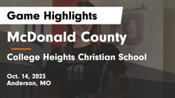 McDonald County  vs College Heights Christian School Game Highlights - Oct. 14, 2023