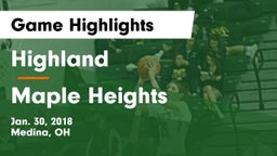 Highland  vs Maple Heights  Game Highlights - Jan. 30, 2018