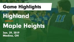 Highland  vs Maple Heights  Game Highlights - Jan. 29, 2019
