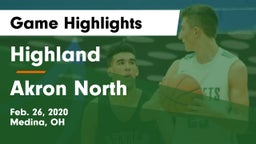 Highland  vs Akron North Game Highlights - Feb. 26, 2020