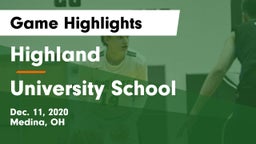 Highland  vs University School Game Highlights - Dec. 11, 2020