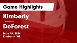Kimberly  vs DeForest  Game Highlights - May 18, 2024