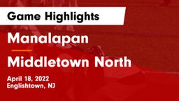 Manalapan  vs Middletown North  Game Highlights - April 18, 2022
