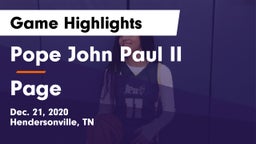 Pope John Paul II  vs Page Game Highlights - Dec. 21, 2020