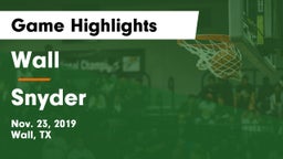 Wall  vs Snyder  Game Highlights - Nov. 23, 2019