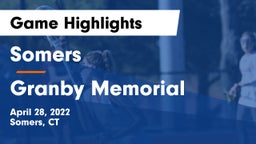 Somers  vs Granby Memorial  Game Highlights - April 28, 2022