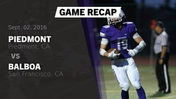 Recap: Piedmont  vs. Balboa  2016