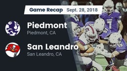 Recap: Piedmont  vs. San Leandro  2018