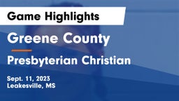 Greene County  vs Presbyterian Christian  Game Highlights - Sept. 11, 2023