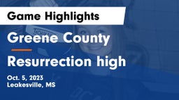 Greene County  vs Resurrection high  Game Highlights - Oct. 5, 2023
