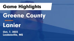 Greene County  vs Lanier  Game Highlights - Oct. 7, 2023