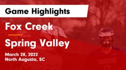 Fox Creek  vs Spring Valley  Game Highlights - March 28, 2022