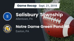 Recap: Salisbury Township  vs. Notre Dame Green Pond HS 2018