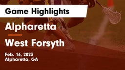 Alpharetta  vs West Forsyth  Game Highlights - Feb. 16, 2023